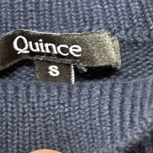 Quince Mock Neck Sweater Womens Small Organic Cotton Navy Oversized Boxy - Picture 2 of 7